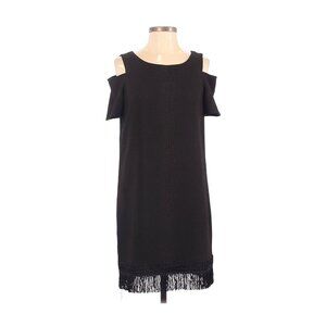 EUC Cooper & Ella Women's Size S Black Snakeskin Print Fringe Hem Cocktail Dress